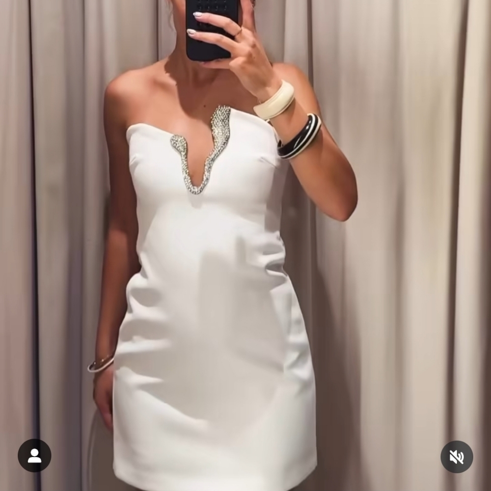 Zara JEWEL SHORT DRESS White
